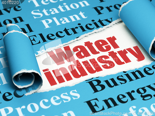 Image of Industry concept: red text Water Industry under the piece of  torn paper