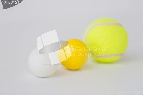 Image of close up of different sports balls set