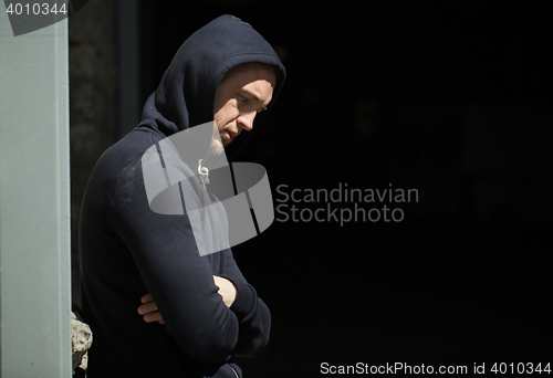 Image of close up of addict man on street