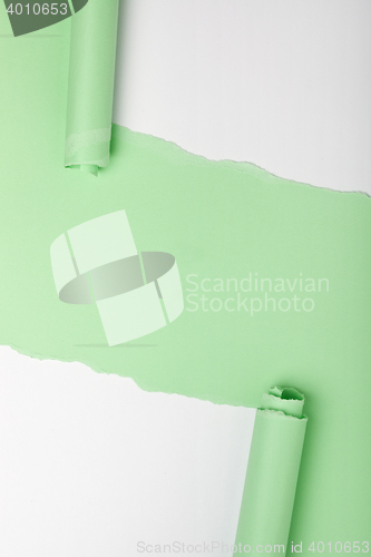 Image of Torn green colored paper