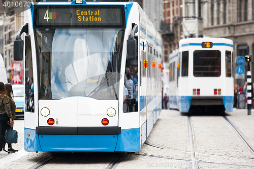 Image of a tram in Amsterdam
