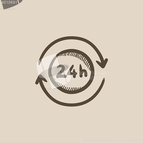 Image of Service 24 hrs sketch icon.