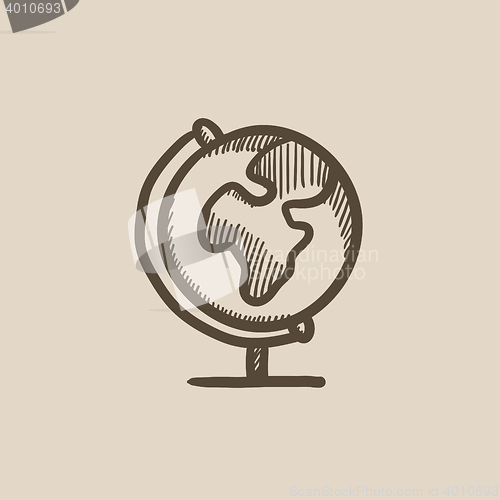 Image of World globe on stand sketch icon.