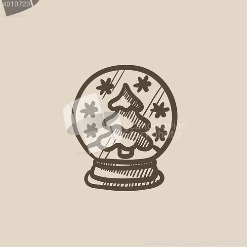 Image of Snow globe with christmas tree sketch icon.