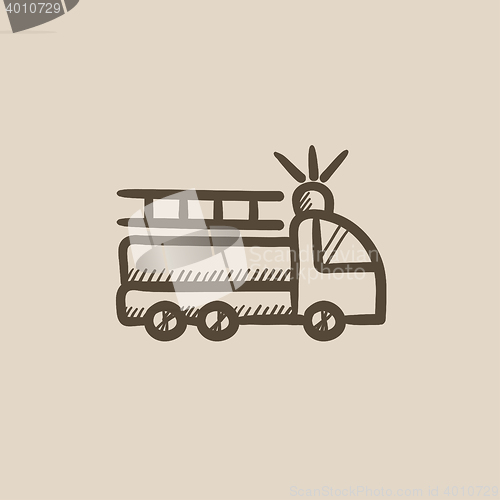 Image of Fire truck sketch icon.