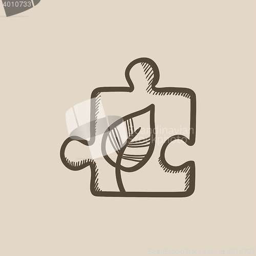 Image of Puzzle with leaf sketch icon.