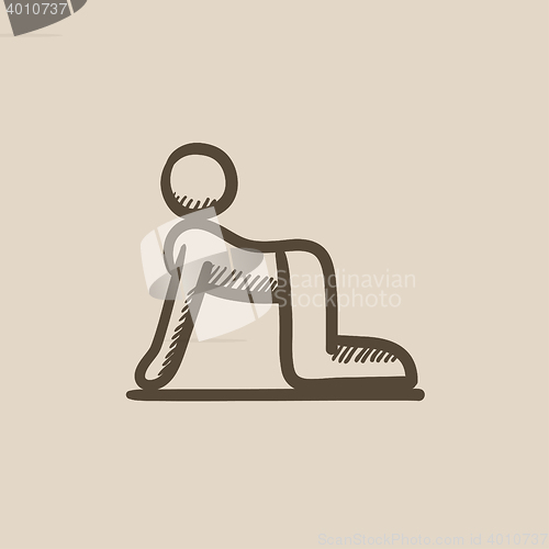 Image of Man practicing yoga sketch icon.