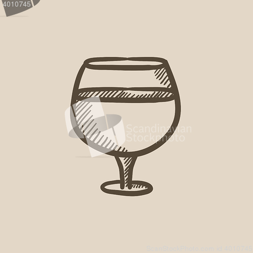 Image of Glass of wine sketch icon.