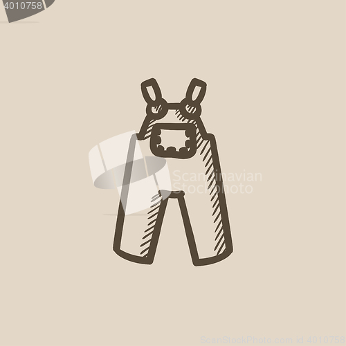 Image of Baby overalls sketch icon.
