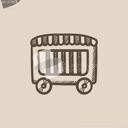 Image of Circus wagon sketch icon.