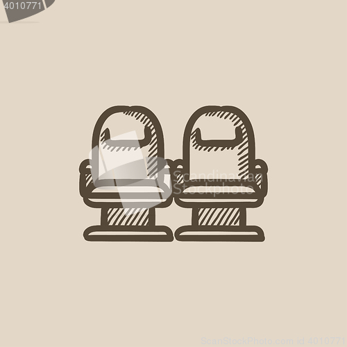 Image of Cinema chairs sketch icon.