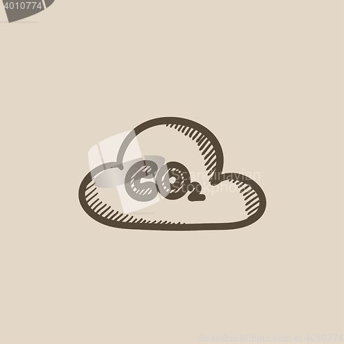 Image of CO2 sign in cloud sketch icon.