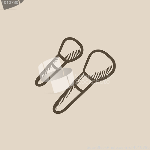 Image of Makeup brushes sketch icon.