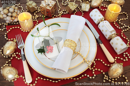 Image of Christmas Dinner Table Setting