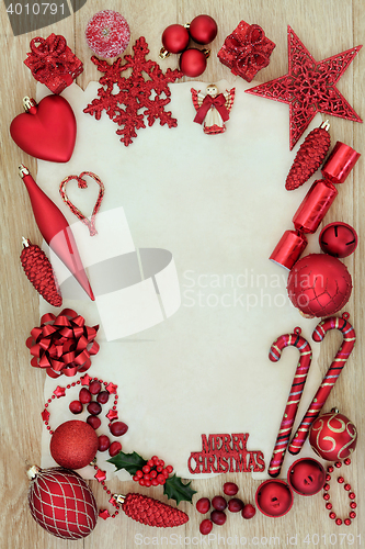 Image of Christmas Red Bauble Background