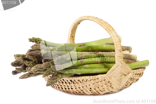 Image of Green asparagus in a basket