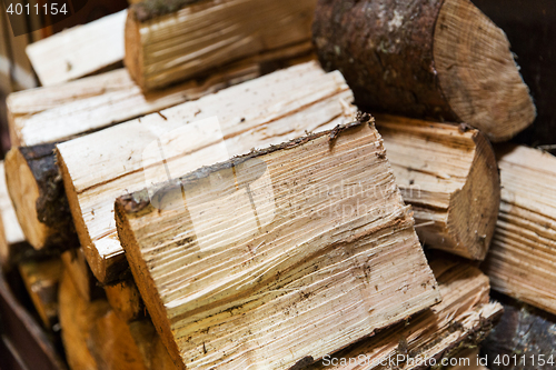 Image of close up of firewood pile