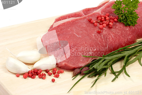 Image of Steaks on a kitchen board