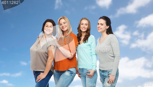 Image of group of happy different women in casual clothes