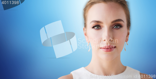 Image of face of beautiful woman or bride in white dress