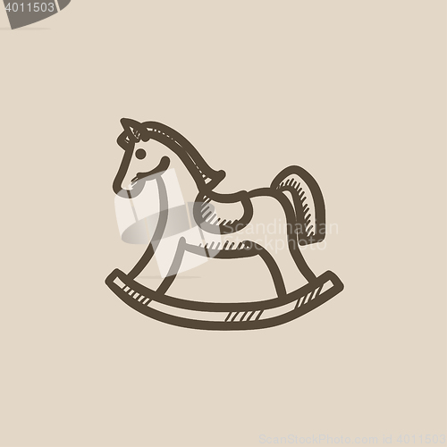 Image of Rocking horse sketch icon.