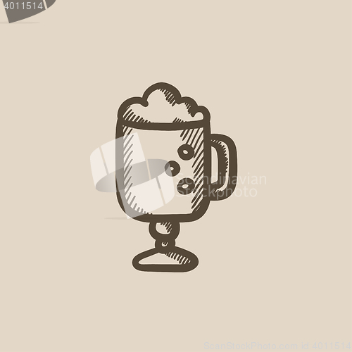 Image of Glass mug with foam sketch icon.