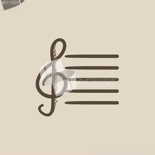 Image of Treble clef sketch icon.