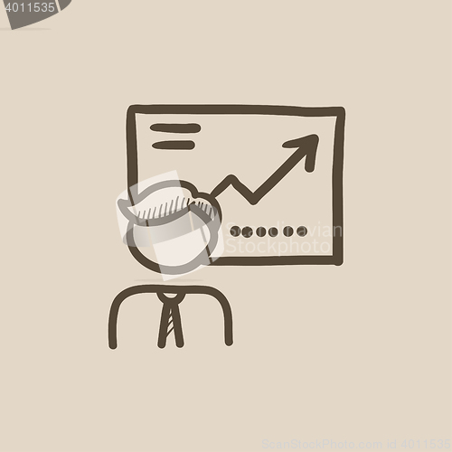 Image of Businessman with infographic sketch icon.