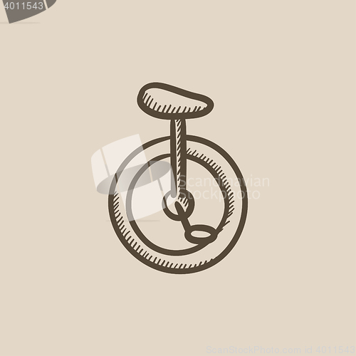 Image of One wheel bicycle sketch icon.