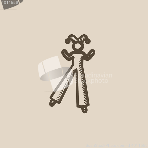 Image of Clown on stilts  sketch icon.