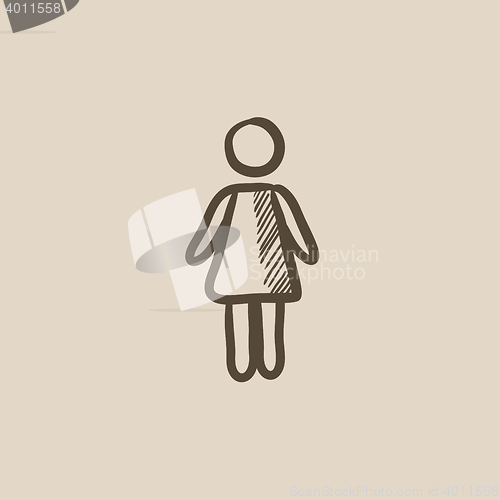 Image of Business woman sketch icon.