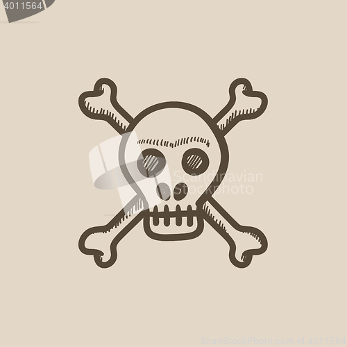Image of Skull and cross bones sketch icon.