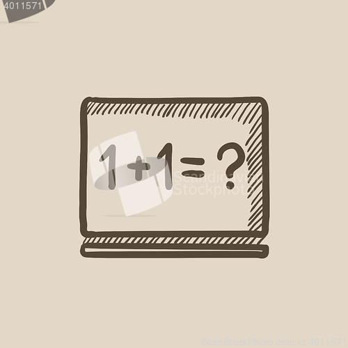 Image of Maths example written on blackboard sketch icon.