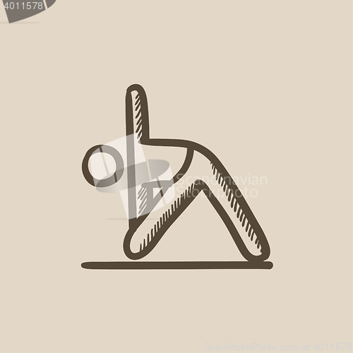 Image of Man practicing yoga sketch icon.