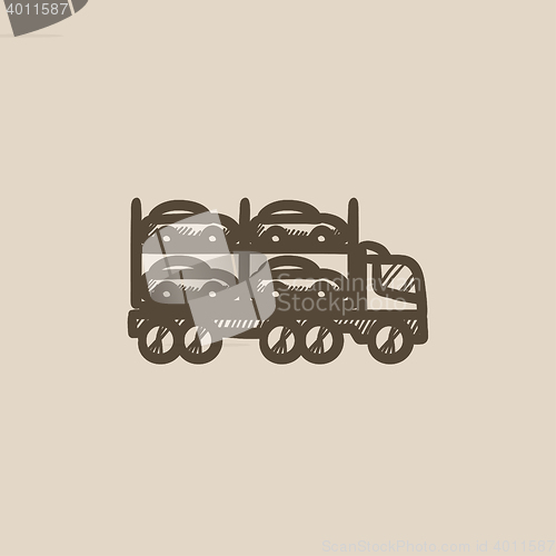 Image of Car carrier sketch icon.