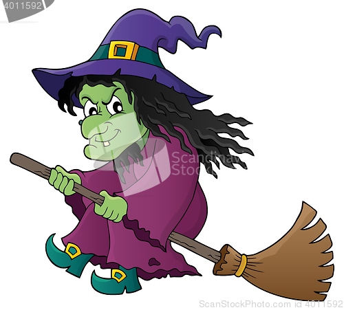 Image of Witch on broom theme image 1