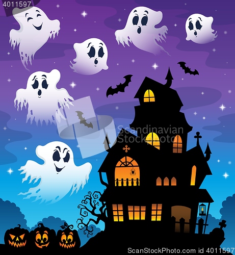 Image of Haunted house silhouette theme image 7