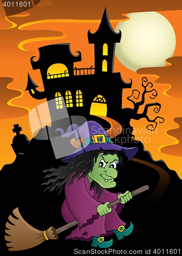 Image of Witch on broom theme image 5