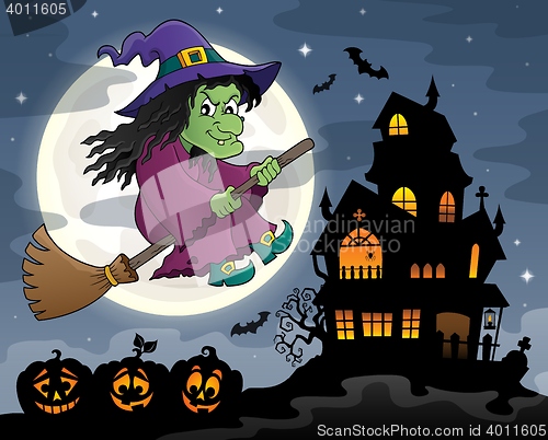 Image of Witch on broom theme image 3