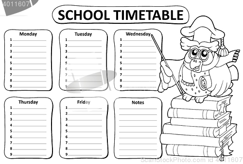 Image of Black and white school timetable theme 9