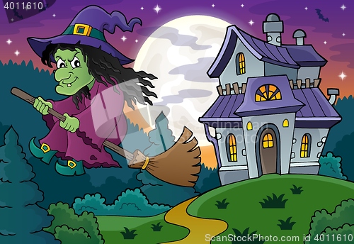 Image of Witch on broom theme image 4