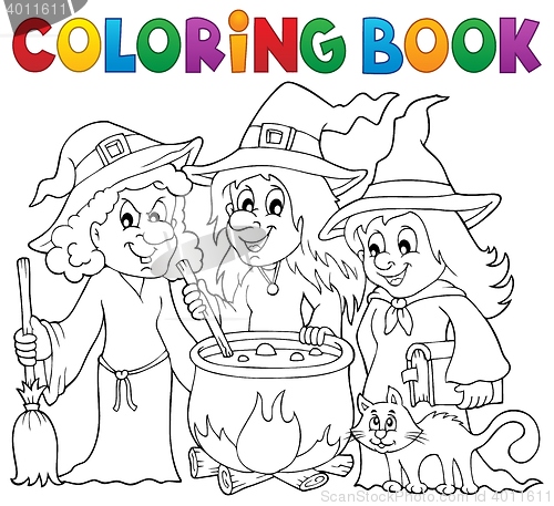 Image of Coloring book three witches theme 1