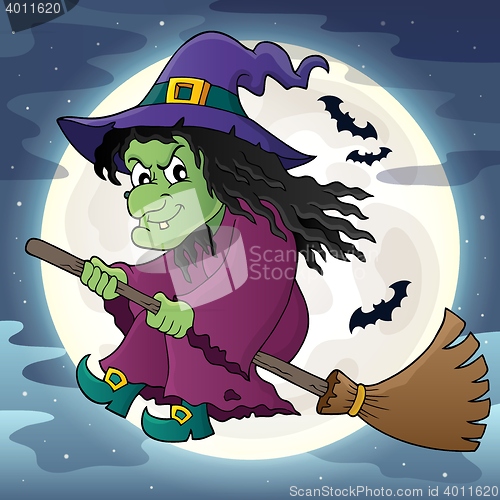 Image of Witch on broom theme image 2
