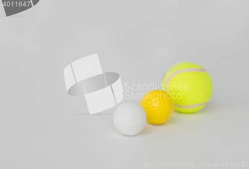 Image of close up of different sports balls set