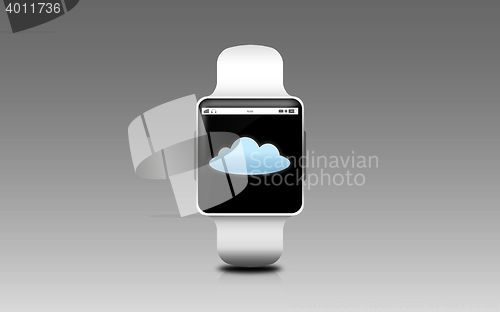 Image of illustration of smart watch with cloud icon on screen
