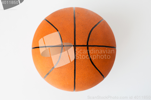 Image of close up of basketball ball over white background