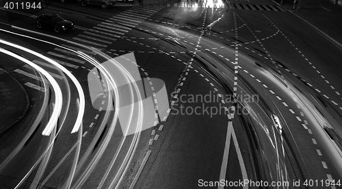 Image of Night road with traces of car lights