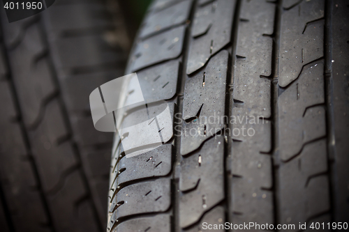 Image of worn-out tires close up