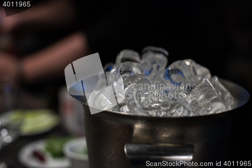 Image of bucket with ice cubes