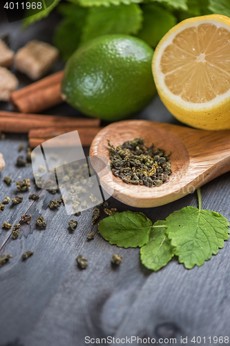 Image of tea composition closeup